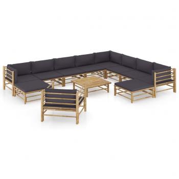 Dark Grey Bamboo Outdoor Lounge Collection – 12 Piece Set