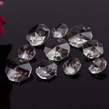 14mm Clear/AB Color Octagonal Snowflower Prism Beads for Chandeliers