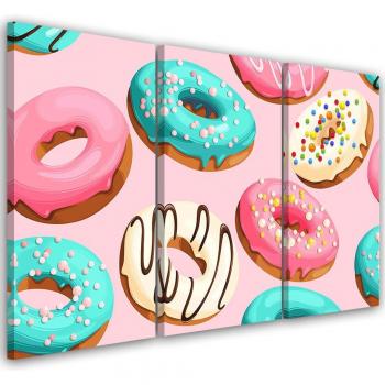 Donut-Genuss: Leinwandbild im Dreiteiler