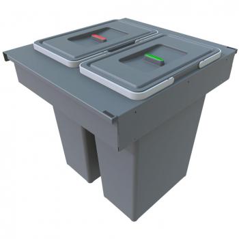Conteneur à ordures encastré Elletipi Square 2.0 – 70 L PA3 INC5060F, compartimenté