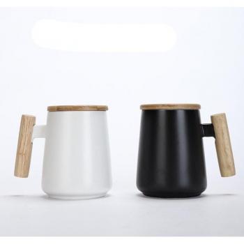 Wooden Handle Ceramic Coffee Cup