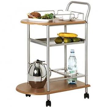 Haku Moebel Chariot de Cuisine Tube d'acier MDF Aluminium/Hêtre 65 x 35 x 83 cm