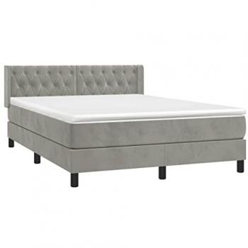 VidaXL Elegantes Boxspringbett mit Matratze 140x190 cm Hellgrau