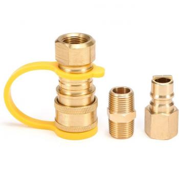 Adaptador de Gas de Latón Sólido con Desconexión Instantánea 1/4''