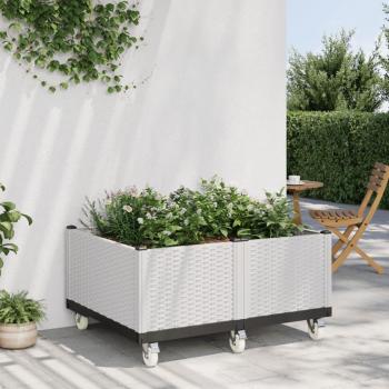 Fioriera Bianca con Ruote per Giardino 100x80x54 cm