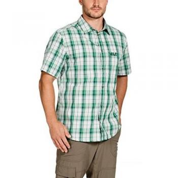 Jack Wolfskin Hot Chili Hemd für Herren, Seagrass Checks, Größe S