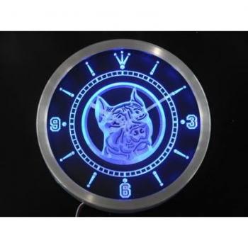 Neon Stier Hund Wanduhr