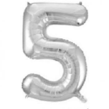 Globo di foil numerico 5 tonalità argento misura 86 centimetri