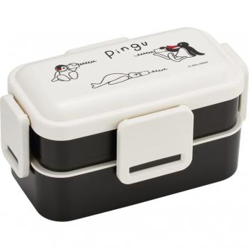 Pingu Duo‑Tiers Bento Box 600ml, Fluffy Dome Antibacterial Lid – For Women