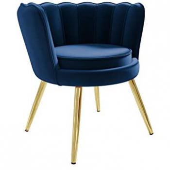 Poltrona Comfivo 319, Blu + Oro, 75x76x72cm, Arazzo, Gambe in Metallo