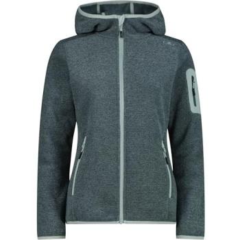 CMP Campagnolo Damen Jacke mit Fix-Hood und Jacquard-Strickstreifen, Größe 44, Farbe Grün