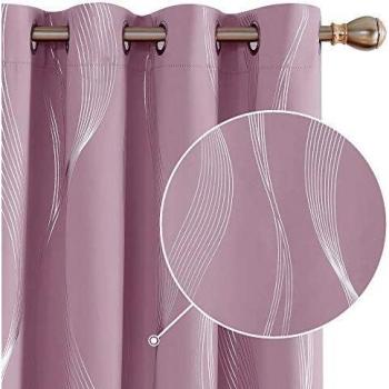 Deconovo Silver Wave Line Blackout Curtains