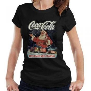 T-shirt Coca-Cola Unisexe Vacances Arrivent Père Noël L Noir