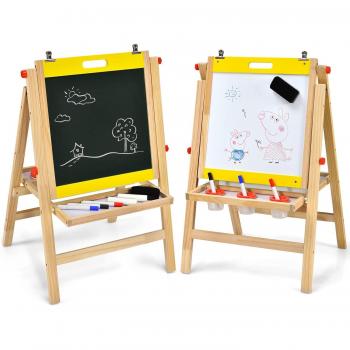Cavalletto per Piccoli Artisti con Doppia Lavagna e Vassoio Giallo