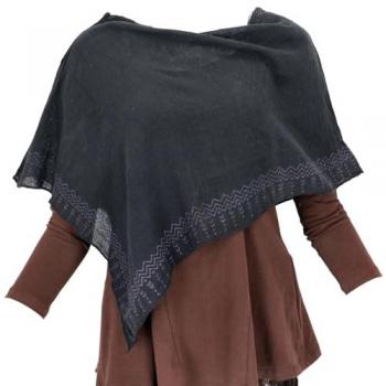 Guru-Shop Bedruckter Poncho im Lagenlook, leichte Langjacke