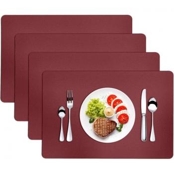 Norcks 45x30cm Heat Resistant Non-Slip Leather Placemat Set (Red)