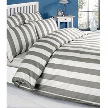 Louisiana Bedding Single Size Grey & White Stripe Duvet Cover with Pillowcase
