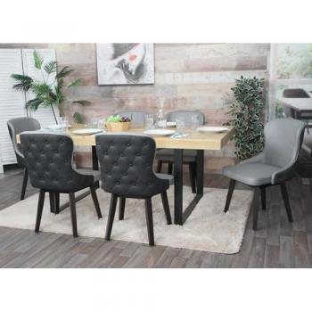 Chaises d’appoint HWC‑M60 en bois massif – Pack 6 pièces