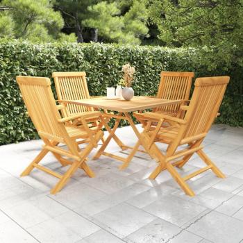 5 Piece Garden Dining Set Solid Teak Wood Vidaxl