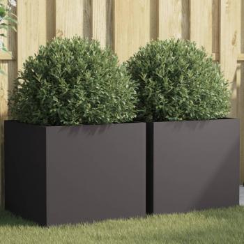 VidaXL 2 pcs Black Steel Planters 49x47x46 cm