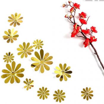 12 pcs/set 3D Mirror Floral Wall Decals