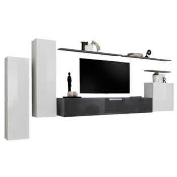 Set Mobili Soggiorno Switch I Design (Bianco & Grigio Lucido)