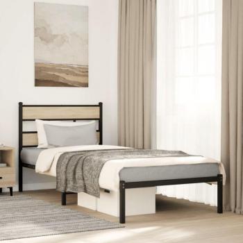Cama Individual TORANA Metal Roble Ahumado 100x190 cm