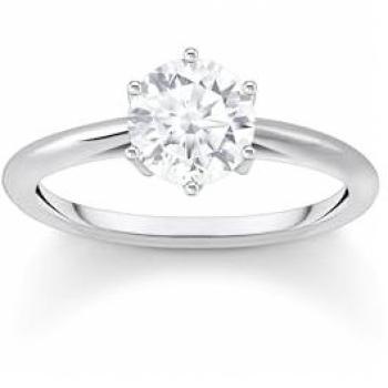 Thomas Sabo Elegant Zirconia Silver Band – Women’s Size 56