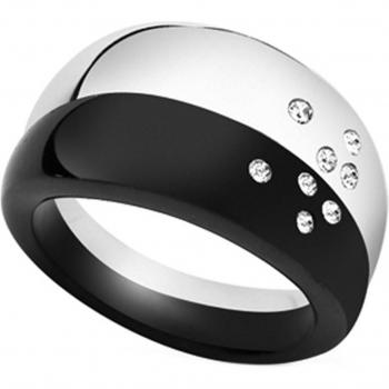 Banda de acero Calypso Negra con Toque Plateado Talla 60