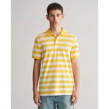 Polo Gant de piqué a rayas anchas en color amarillo
