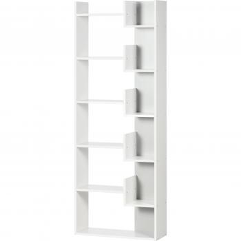 Homcom 11-Shelf Modern Bookcase, 6-Tier Shelving Unit for Home Office, White