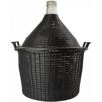Dame-Jeanne 25L – Panier en plastique + bouchon en plastique – Goulot normal