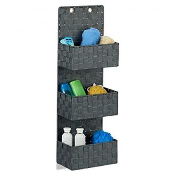 Organisateur de rangement à suspendre Relaxdays gris, 3 compartiments, HxlxP: 75x25x15 cm