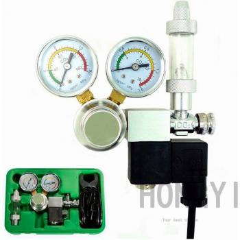 HONGYI CO2 Magnetic Solenoid Regulator with Two Gauges for Planted Aquariums