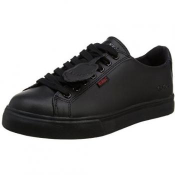 Kickers, Sneakers, male, Black, 35 EU, Black Leather Lace-Up Shoes for Junior