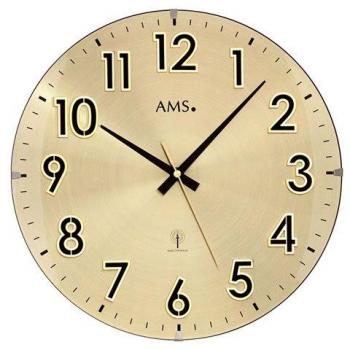 AMS Wanduhr 37 x 37 cm Funk Goldrahmen