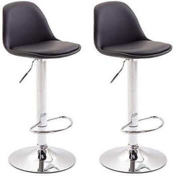Caisse de Bar Kiel – 2 Tabourets Noir, Repose-pied Métallique Chrome