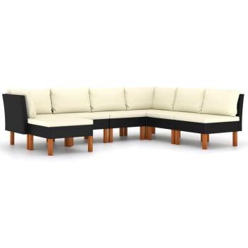 Suite Mobili da Giardino Les Tendances 7 unità con cuscini neri a resina intrecciata