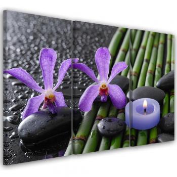 Triptyque Artiste Fleur de Bambou & Bougie – 60x40 cm