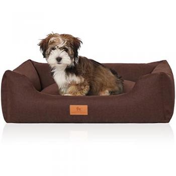 Knuffelwuff Velours Hundebett Lotte M-L waschbarer Bezug braun