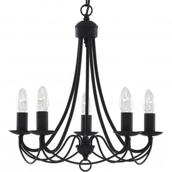 Searchlight Maypole Chandelier Matt Black 5-Bulb