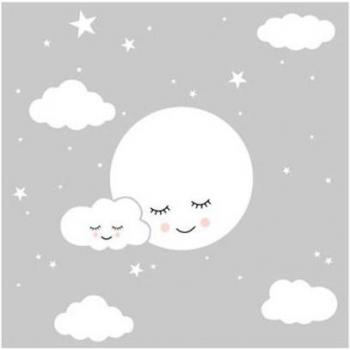 Cartoon Sterren Muursticker Maan Wolken Verwijderbaar