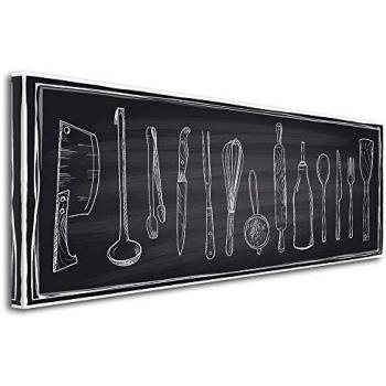 Décoration Murale Moderne DECLINA – Tableau Toile – 100 × 35 cm – Noir/Blanc, Pin