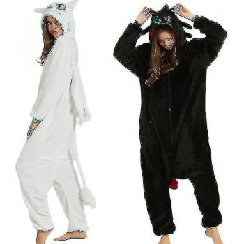 Pyjama Flanelle Dragon Blanc Noir Unisexe E46762ac XL
