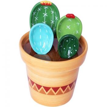 Cactus Design Measuring Spoons with Holder
