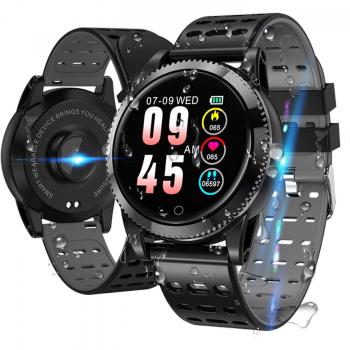 SportPulse 5.0 – Intelligentes Armband & Uhr mit Blutdruckmessung, Schrittzähler, GPS, Bluetooth, iOS/Android, Schwarz