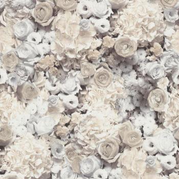 Papier Peint Floral Mat Gris Beige Jaune 5,33 m2