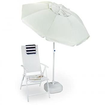 Sombrilla de Jardín Relaxdays, Premium, Poliéster, Reclinable, Protección solar 50+, Beige