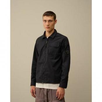 Large Male Light Jacket: C.P. Company Navy Gabardine Zip