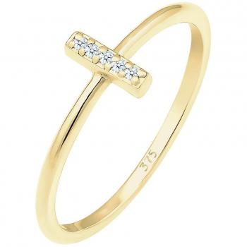 Elli PREMIUM Bague Femme Croix Motif Uni avec Diamant